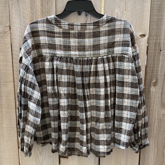❤️ Free People Jessi Plaid Top in Black Combo Size XS NWT - Picture 6 of 6